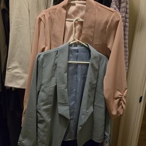 Lot of 2 Women’s Open Front Blazer Jacket - Pink and Light Blue sz S